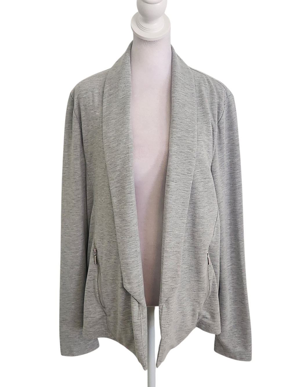 Lemon Tart Heather Gray Open Front Knit Cardigan Size Large